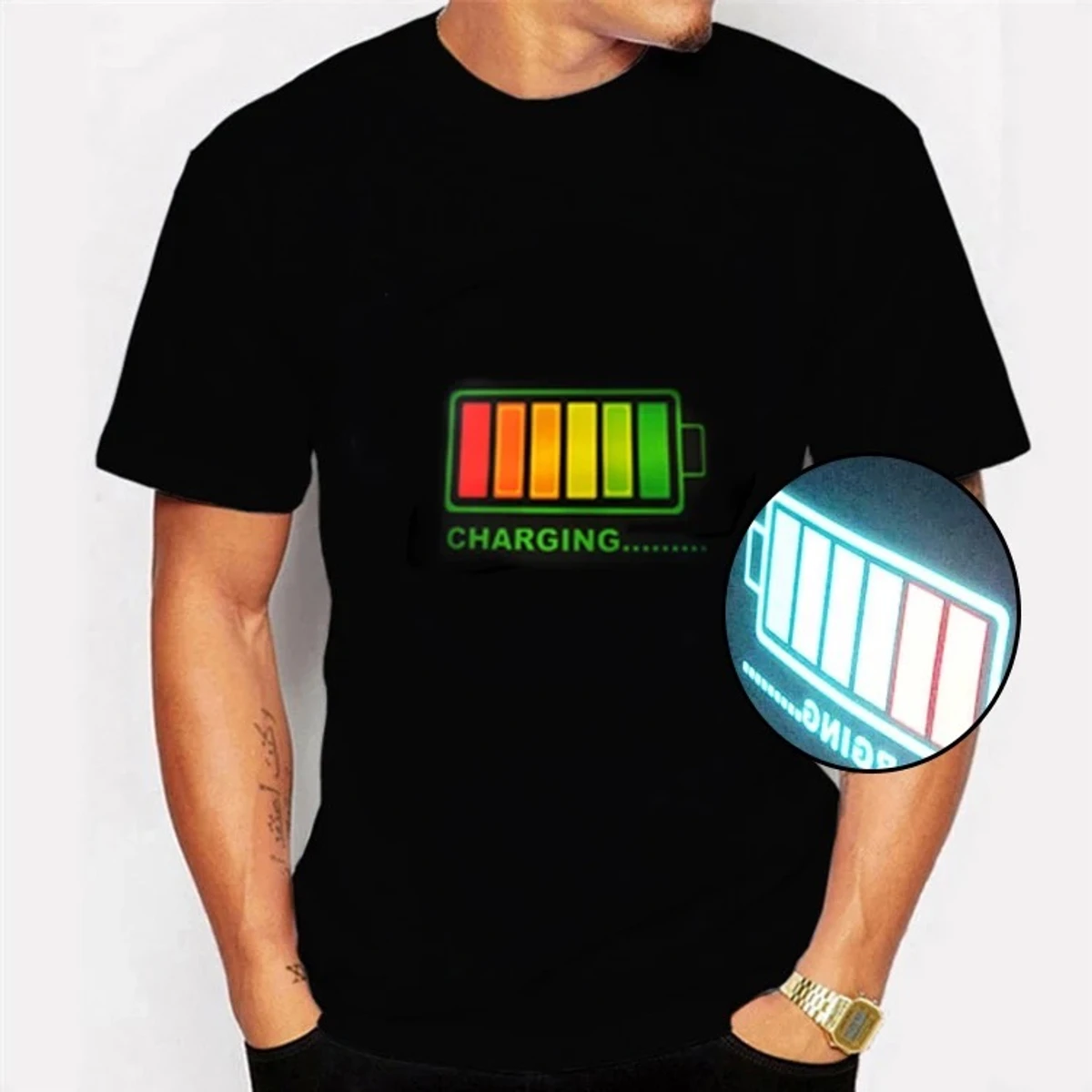 sound activated panel music beat led Tshirt