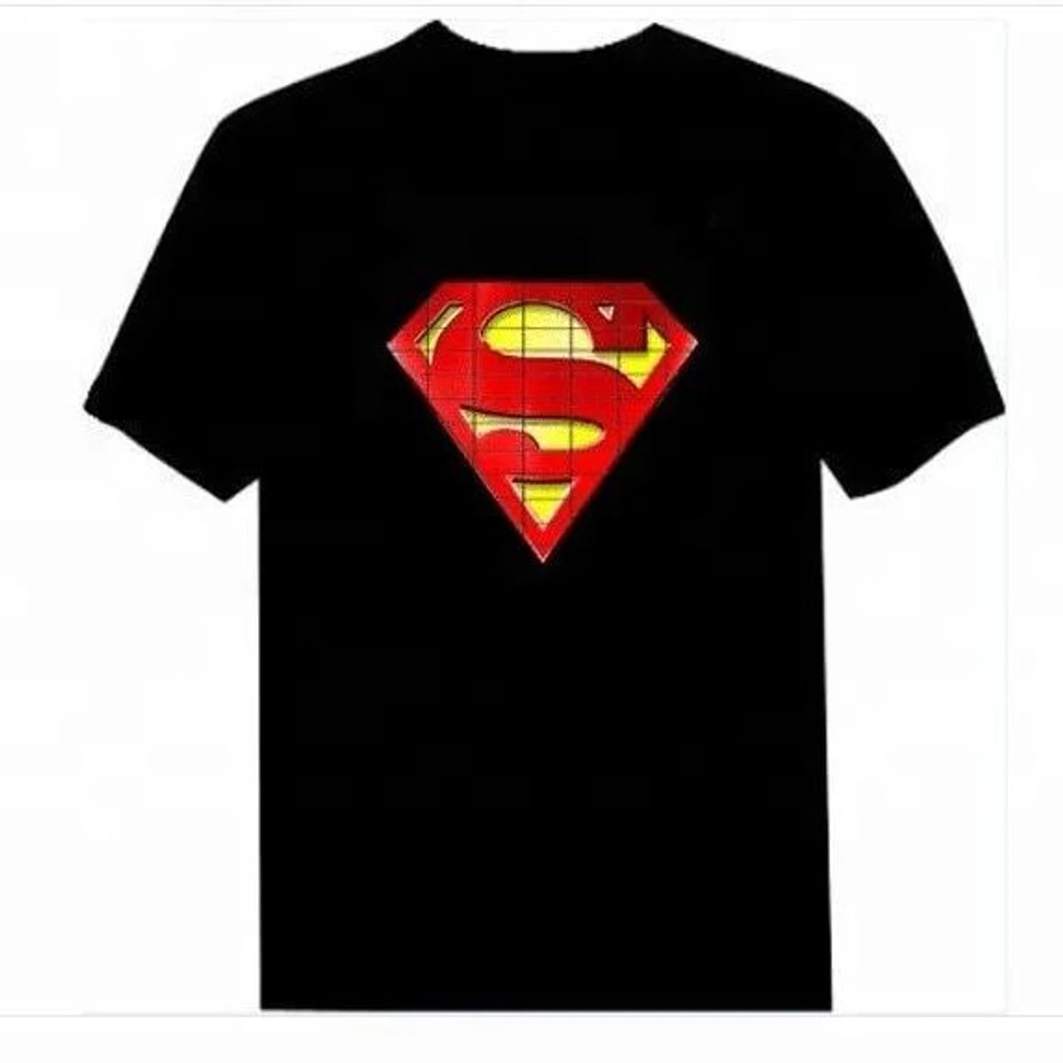 sound activated panel music beat led Tshirt Superman