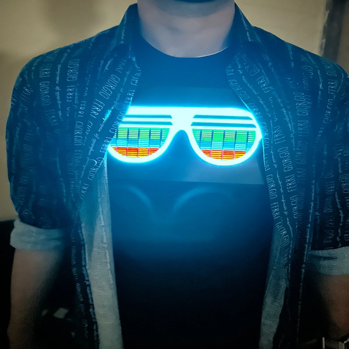 sound activated panel music beat led Tshirt SUNGLASS