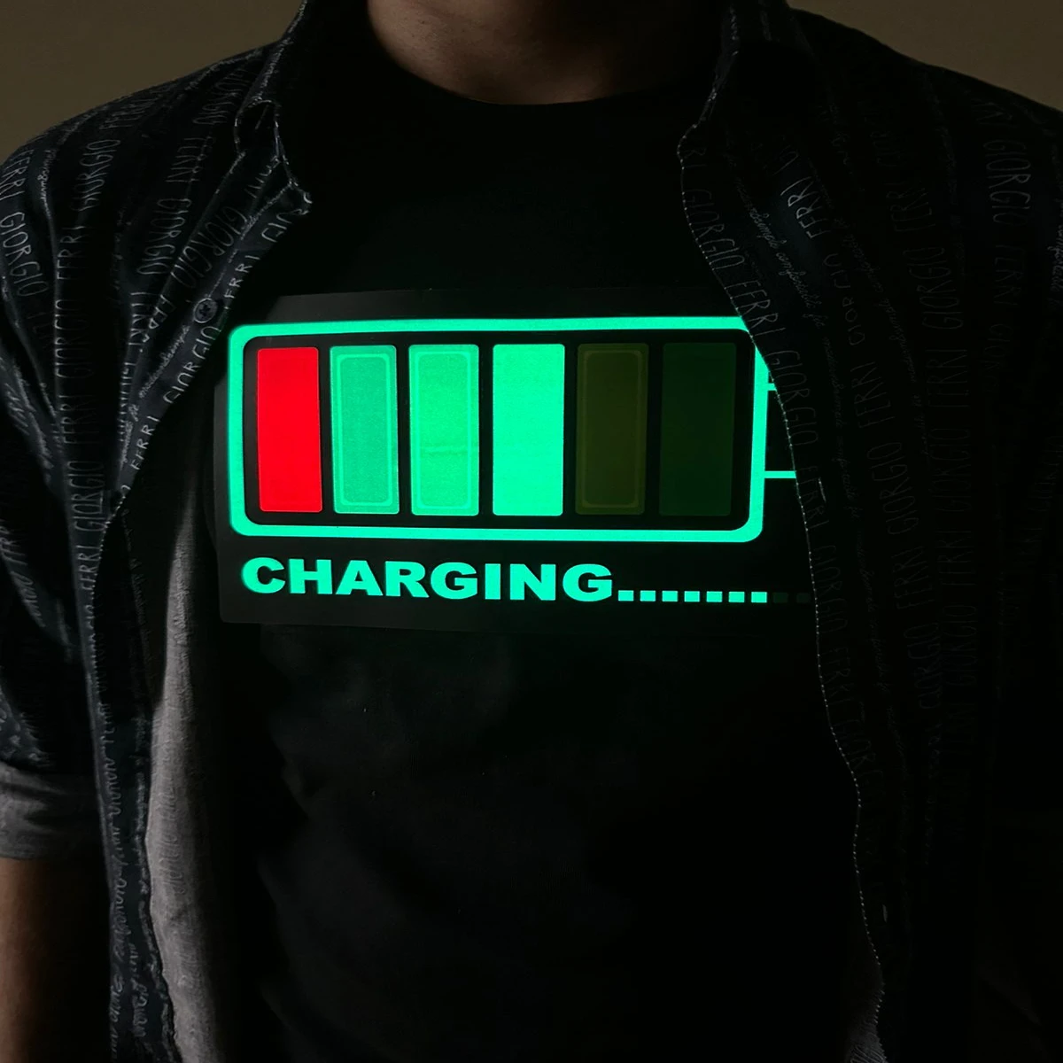 sound activated panel music beat led Tshirt CHARGING