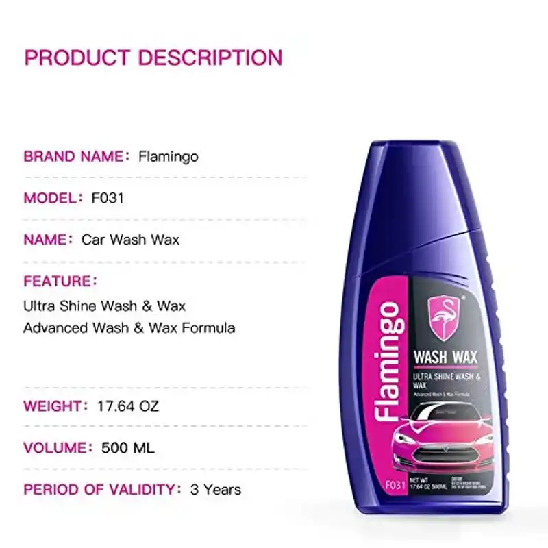 Flamingo Wash Wax (Ultra Shine Wash & Wax) with Advanced Formula – 500ml