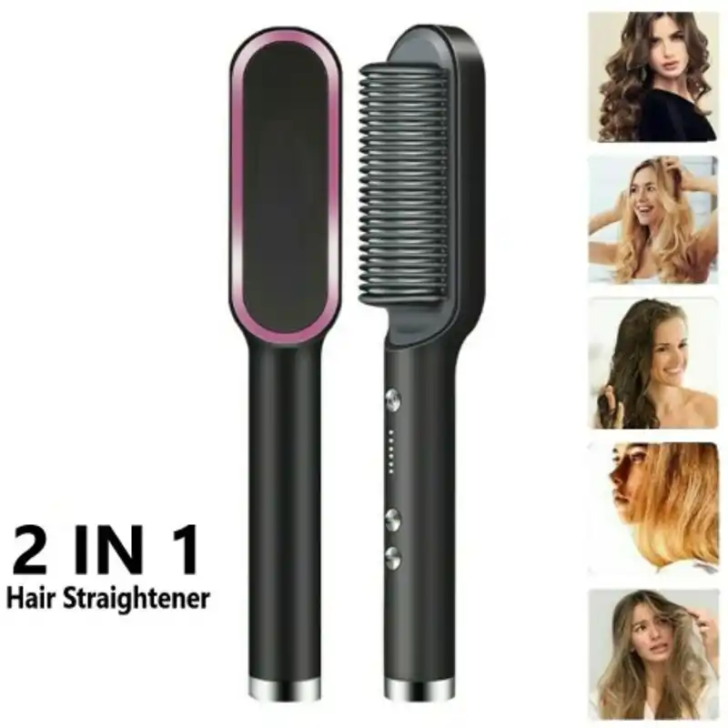 Profissional Hot Combs Anti-scalding Hair Straightener Brush Ceramic Hair Curler Heated Electric Smart Brush Hair Straightener