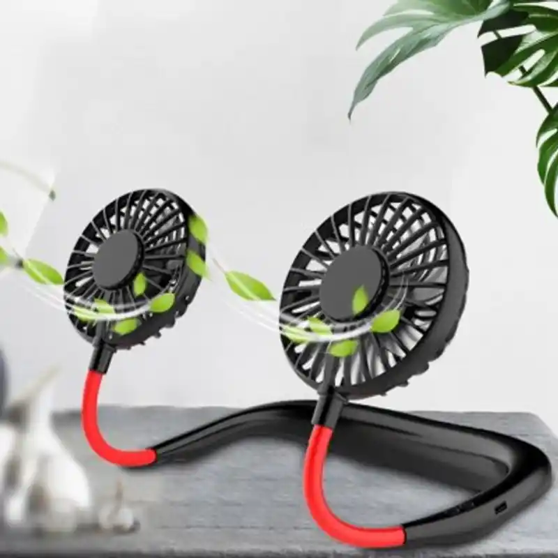 Fan Portable Hanging Neckband Fan USB Rechargeable Double Fans Air Cooler Conditioner Colorful Electric