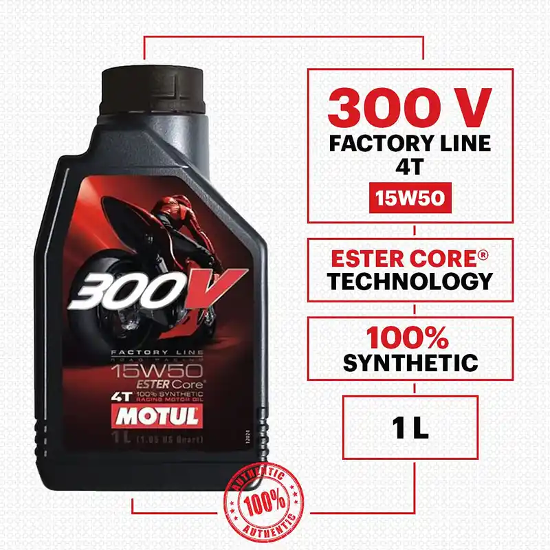 Motul 300V 15W50 100% Synthetic Ester Core Racing Quality Engine Oil – 1 Litre