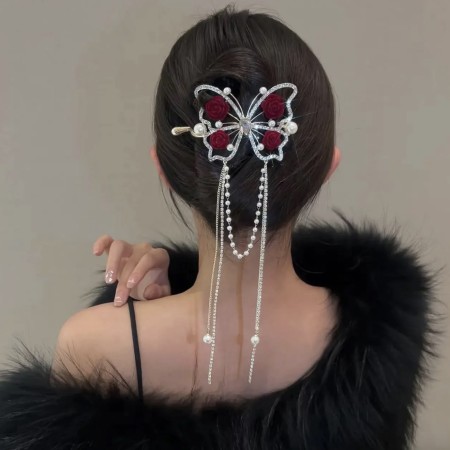 BUTTERFLY TASSEL HAIR CLIP