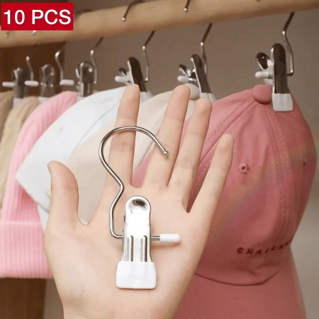 10 PCS Anti-rust Clip Space-saving Clothespin Hat Pants Storage Hanging Travel Hook